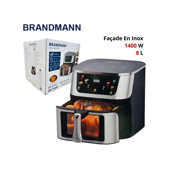 Friteuse Sans Huile Air Fryer inox – 8L 1400W BRANDMANN BR-AF003