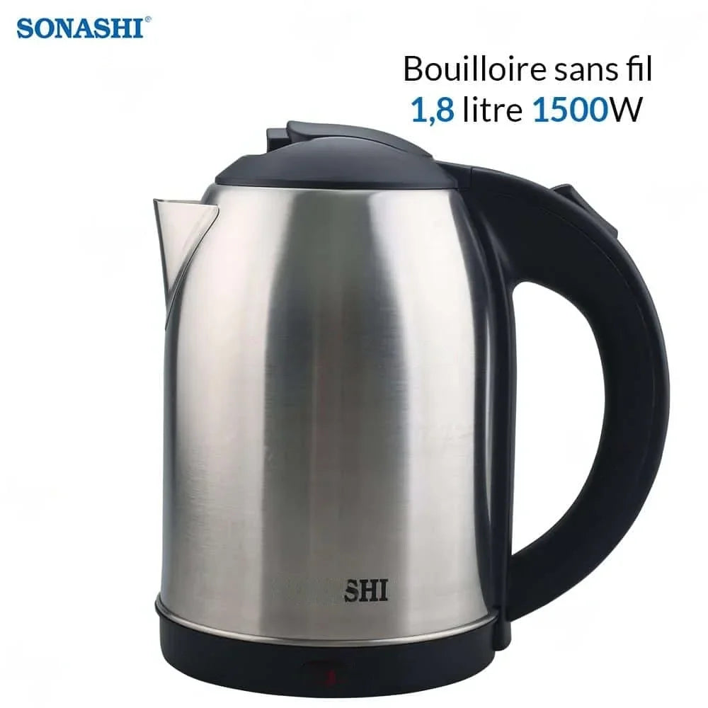 Bouilloire inox sans fil 1,8 litre 1500W Sonashi SKT-1813