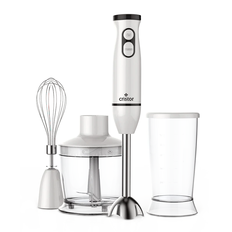 Bras Mixeur 3 en 1 CRISTOR Bras mixeur, Hachoir et Bras Fouet -500 W- 500 ML – Blanc