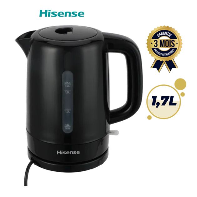 Bouilloire Noir 1.7 L 2200W Avec Filtre Hisense H17KBKS5