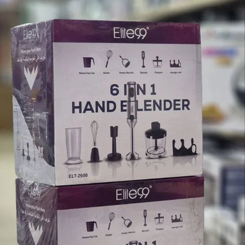 Bras Mixeur Plongeant 6 En 1 – 1600W avec 6 accessoires Elite99 ELT2600