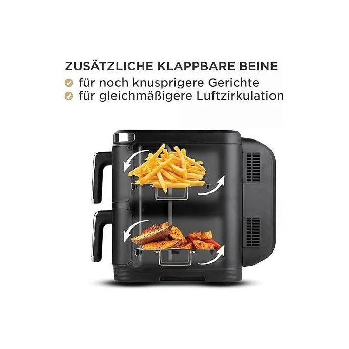 Bergmann Friteuse Air Fryer Sans Huile Double Bac Vertical Avec Fenêtre – 11 L 2800 W Bergmann BAF 9001W