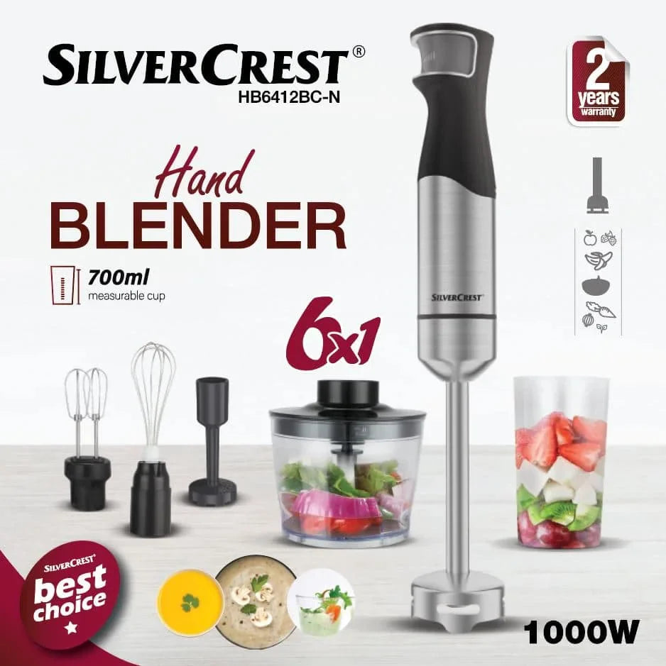 Mixeur Plongeant INOX Multifonctions 6en1 1000W SilverCrest