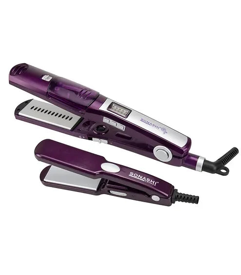Lisseur À Vapeur Pro 2 Pcs En Céramique 200° 55W Sonashi SHS-700