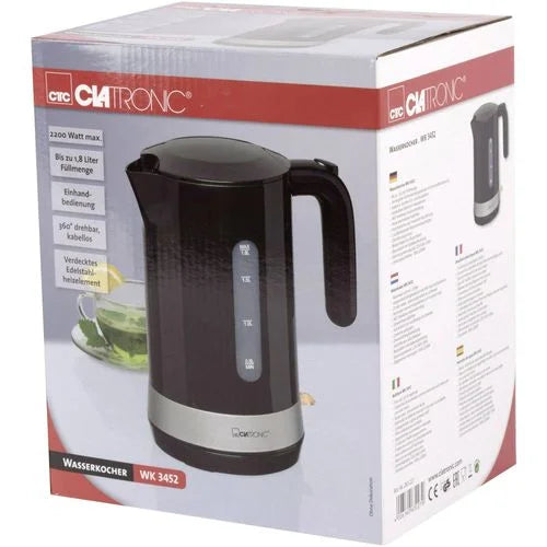 Bouilloire Électrique Sans Fil 1,8 L 2200 W Clatronic Wk3452 Noir