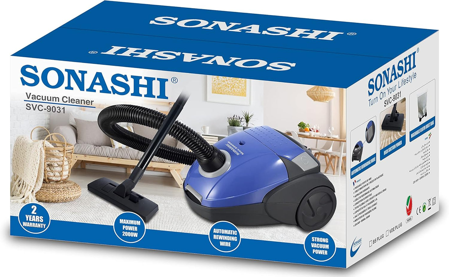 Sonashi Aspirateur Portatif Filaire En Sac 2000W 1.5L SVC-903 C