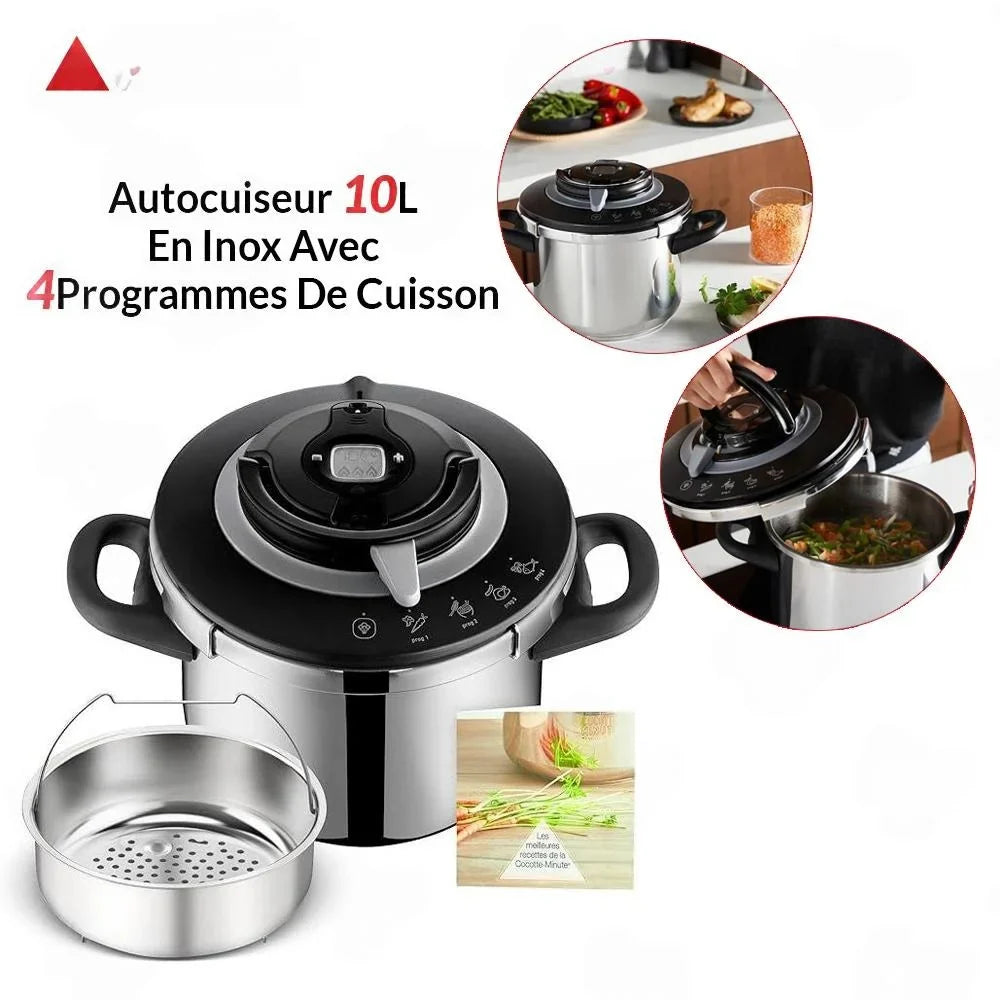 Autocuiseur Seb 10L Clipso+ Chef En Inox Avec 4 Programmes De Cuisson Clipso+ Chef Seb Original P4551500