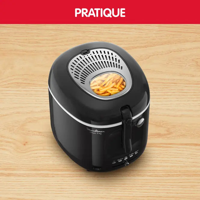 Friteuse Mega 2 KG Xxl pour 8 personnes Moulinex Am480870 Noir