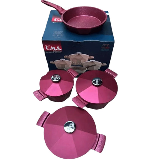 Batterie de cuisine 7 pcs granite haute qualité OMS Rouge