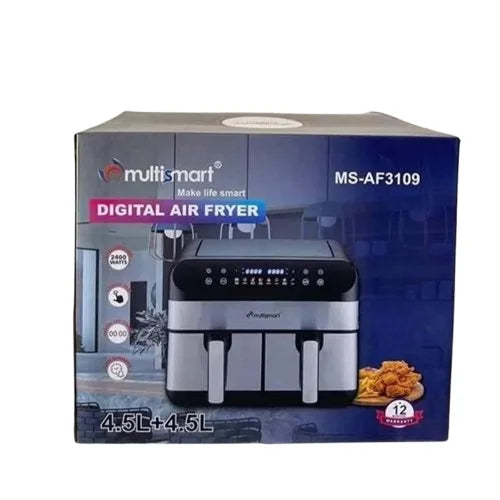 Friteuse sans huile inox 09L Double Bac – 2400W Multismart MS-AF3109