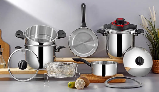 Cocotte 10 Pcs Bonera 6L + 8L En Inox 18/10 Rouge Bordeau