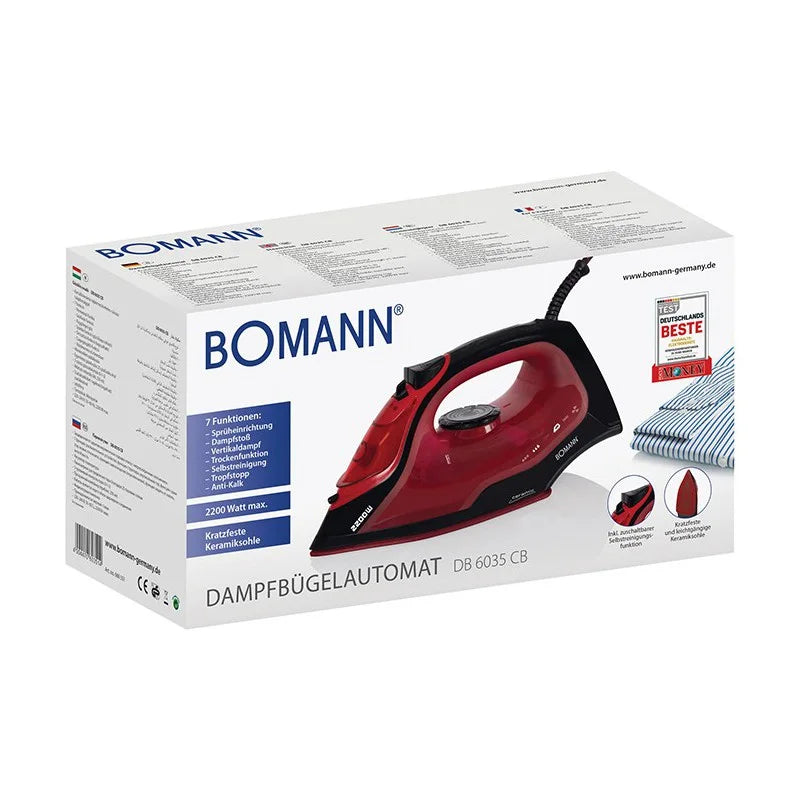 Fer à repasser vapeur avec 7 fonctions 2200W Bomann DB 6035 CB Noir/Rouge